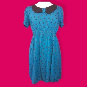 Vintage Angie Blue Horse Pattern Dress